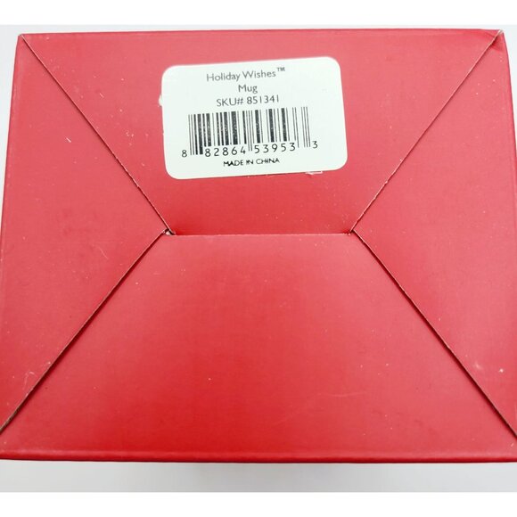 Lenox Wishing You Love Holiday Mug Cup Holly Berry Red Stripe Holiday Wishes - Picture 10 of 10